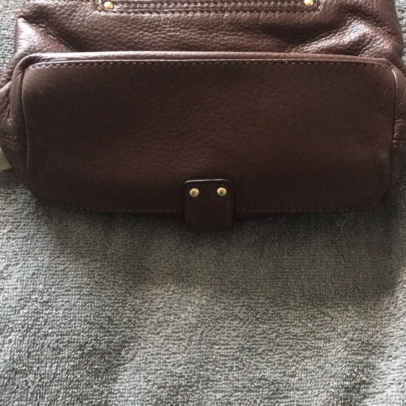 Michael Kors brown soft leather shoulder purse with canvas strap - Picture 9 of 16
